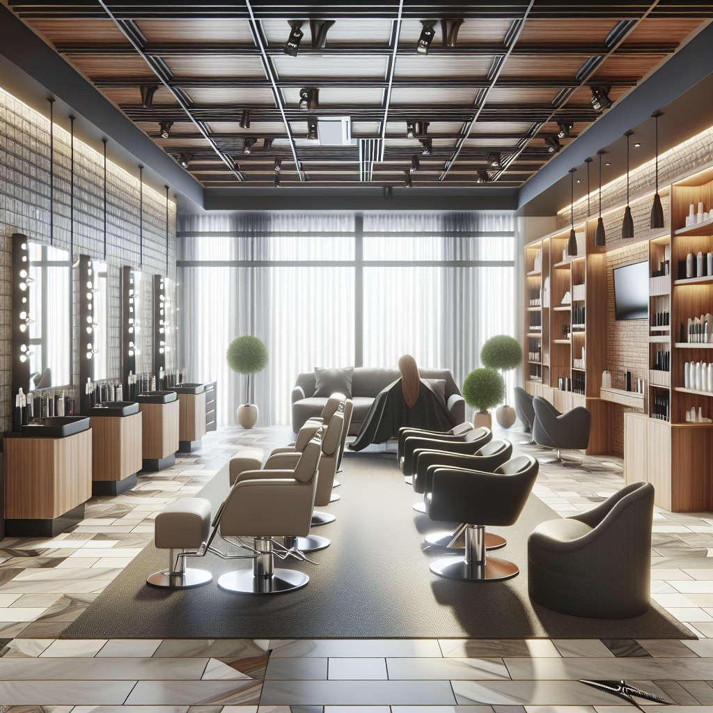 Realistic stock image of modern hair salon interior.